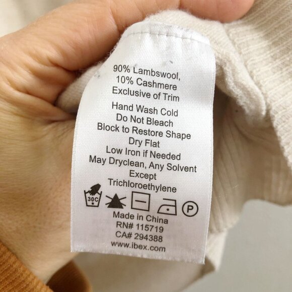 IBEX 3/4 Sleeves Lambswool/ Cashmere Blend Cowl Neck Sweater Medium Size - Picture 7 of 9